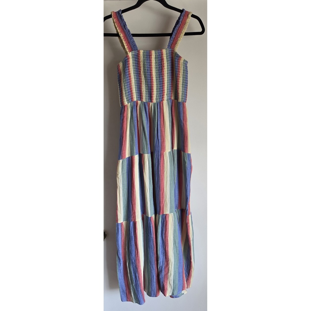 NWT Berkley Jensen Maxi Dress S Striped Sleeveless Square Neck Cotton Resort